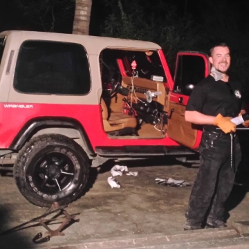 Rick working on his Jeep YJ